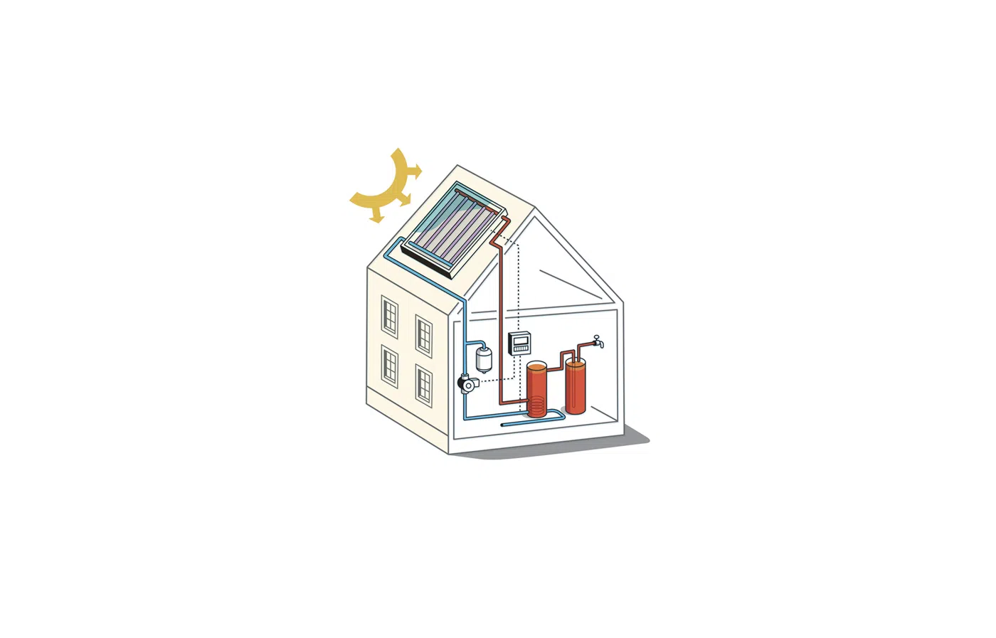 Schematic of solar hot water system